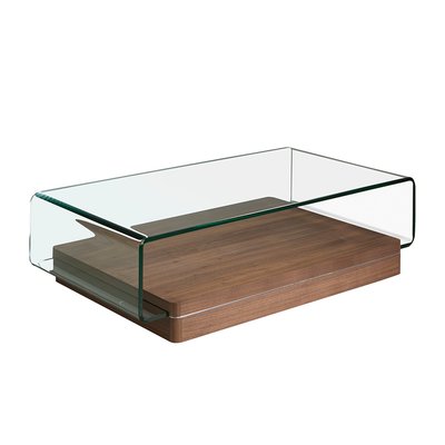 Table basse courbée en verre et bois ANGEL CERDA