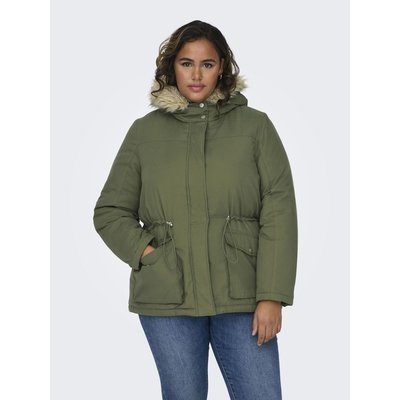 Parka longue Parkas Capuche avec bord en fausse fourrure détachable Curve ONLY