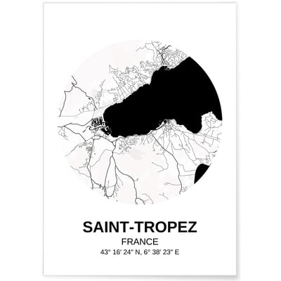Affiche carte Saint-Tropez L'AFFICHERIE