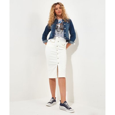 Jupe longue jean beige La Redoute
