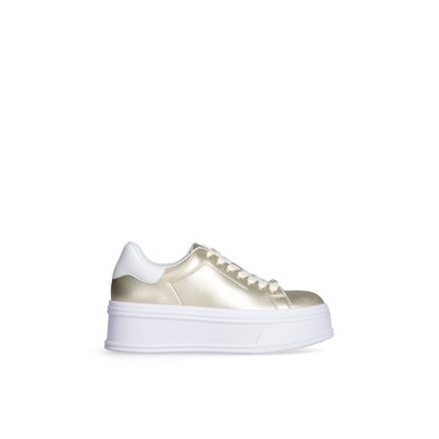 Sneakers à plateforme en cuir couleur or LIU JO