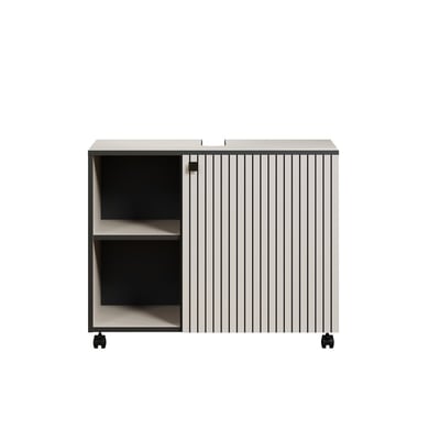 Meuble sous vasque sur roulettes 1 porte et 2 niches L80 cm - PUREBLISS CALICOSY