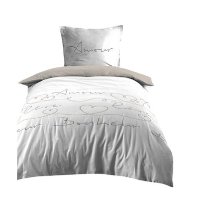Housse de couette + taies Collection Mots d'amour EDEN