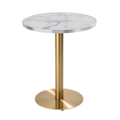 Table à manger ronde 60 cm en contreplaqué avec revêtement stratifié et bords en aluminium, MONTMARTRE OVIALA