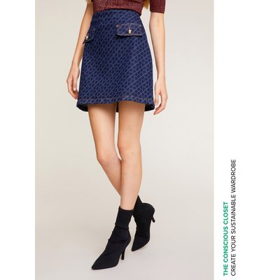 Mini-jupe en denim fantaisie Double Love MOTIVI