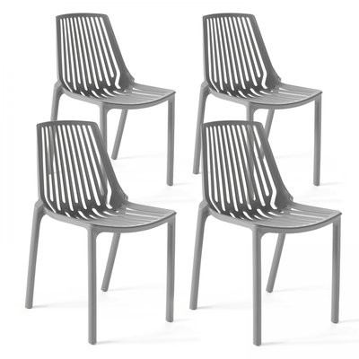 Lot de 4 chaises de jardin en plastique, PARIS OVIALA