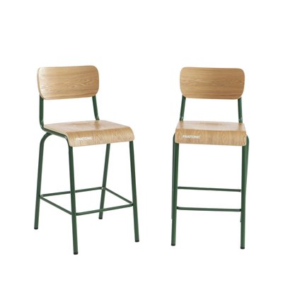 Lot de 2 tabourets de bar en bois et métal H65,5cm - Nino DRAWER