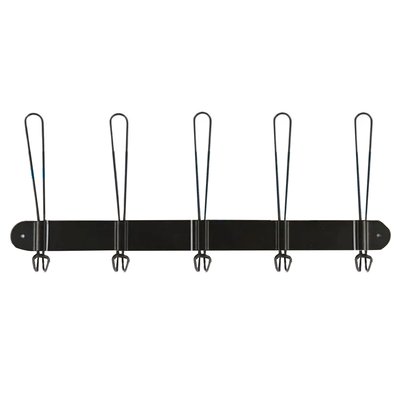 Portemanteau mural métal noir 5 crochets 48x18cm WADIGA