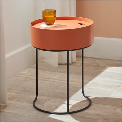 Round Storage Side Table with Metal Frame SO'HOME