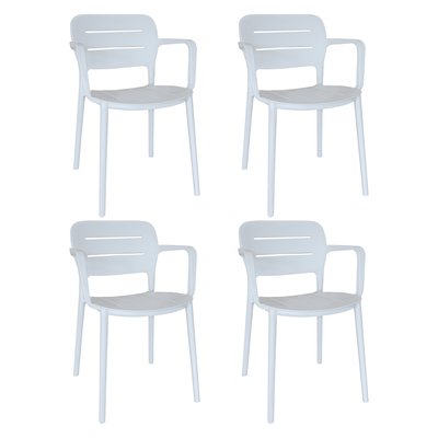 Lot de 4 fauteuils de table extérieur en polypropylène, SUNSET NOW'S HOME