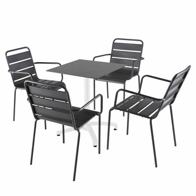 Table 60x60 cm inclinable stratifiée avec pied blanc et chaises en métal, OPERA OVIALA