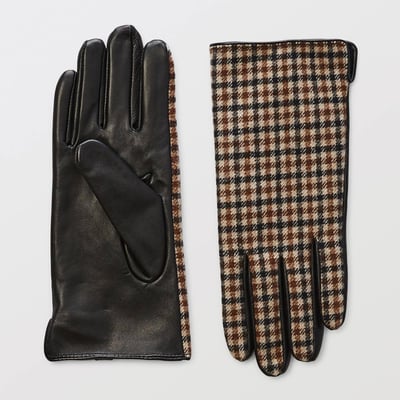 Gants à carreaux en cuir MONOPRIX