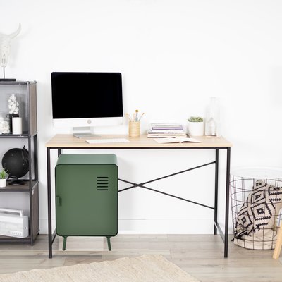 Caisson de bureau avec 1 porte et 2 étagères, WALNUTSTUDY MEUBLES COSY