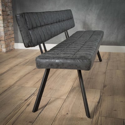 Banc salle à manger noir avec dossier 180 cm TRIBECA PIER IMPORT