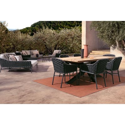 Table à manger de jardin rectangulaire teck et métal L200 - CAP FERRET HELLIN, DEPUIS 1862