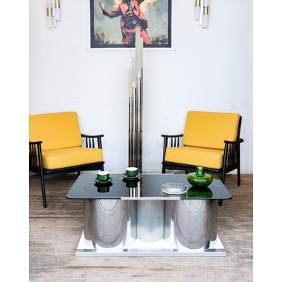 Table basse en métal et verre Donna N°74 - Bon état DEBONGOUT