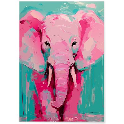 Affiche Éléphant rose pop L'AFFICHERIE