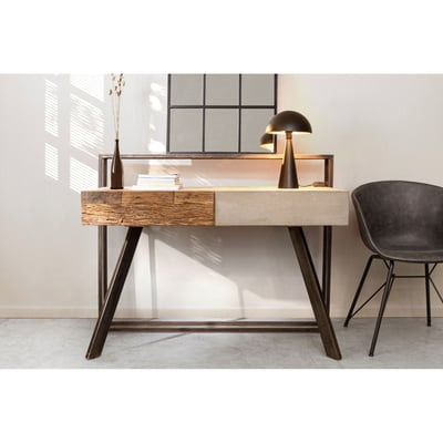 Bureau design en bois de manguier et métal noir 2 tiroirs - COROT HELLIN, DEPUIS 1862