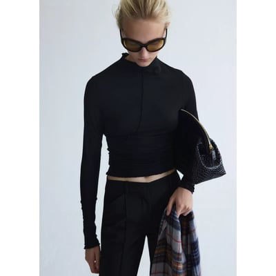 T-shirt lyocell détail couture MANGO