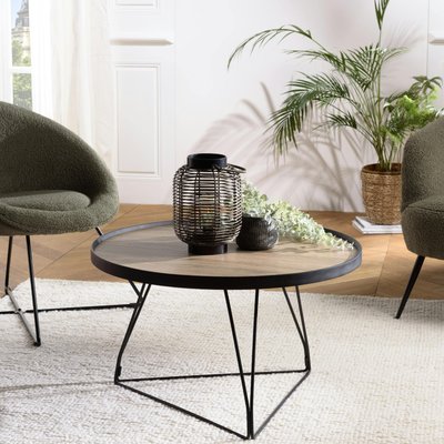 Table basse couleur bois pied géométrique LANDAISE PIER IMPORT