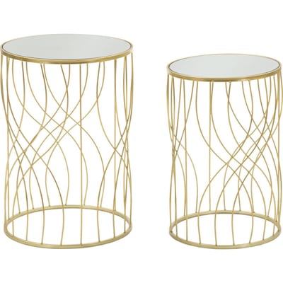 Lot de 2 tables en fer plateau miroir GLAM RECOLLECTION
