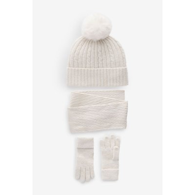 Bonnet, écharpe et gants torsadés, ensemble NEXT