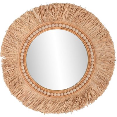 miroir rond en raphia naturel style tropical ambiance exotique RECOLLECTION