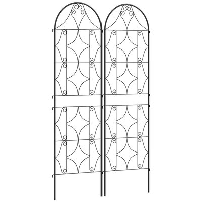 Treillis de jardin effet fer forgé - lot de 2 - 50 x 180 cm - métal époxy noir OUTSUNNY