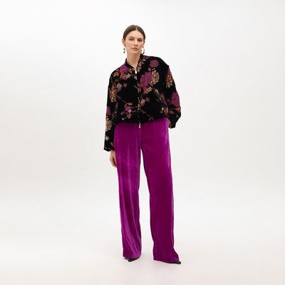 Bomber ample floral à manches longues en velours LOLA CASADEMUNT