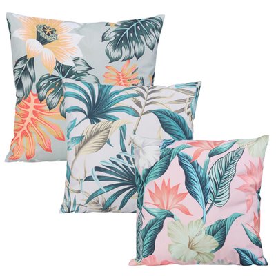 Set de 3 coussins extérieurs feuillages 45x45cm WADIGA