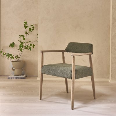 Chaise en chêne et tissu bouclette kaki  LUISA BERAH GETAH