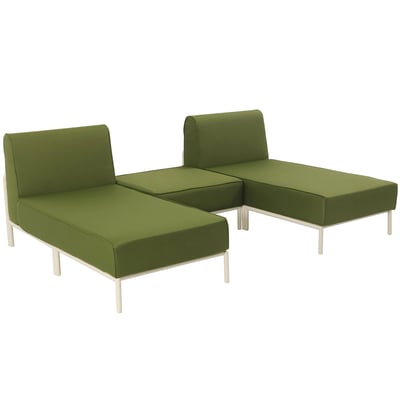 Salon de jardin modulable 3 places avec 2 méridiennes et 1 pouf, PATIO OVIALA