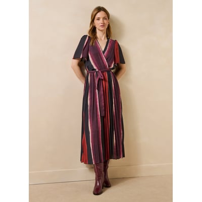 Robe longue fluide plissée à rayures LA FEE MARABOUTEE
