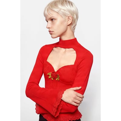 pull jacquard à encolure cœur DESIGUAL