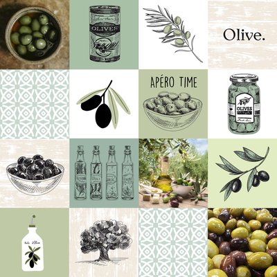 Nappe Toile cirée au mètre apero olive DOUCEUR D'INTÉRIEUR