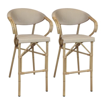 Lot de 2 fauteuils de bar extérieur effet rotin naturel, AMALFI NOW'S HOME