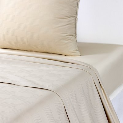 Drap plat en satin de coton ecru, DAMIER OLIVIER DESFORGES