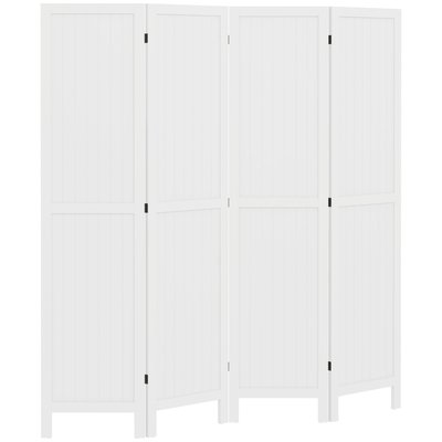 Paravent intérieur 4 panneaux rainurés style rustique chic bois blanc HOMCOM