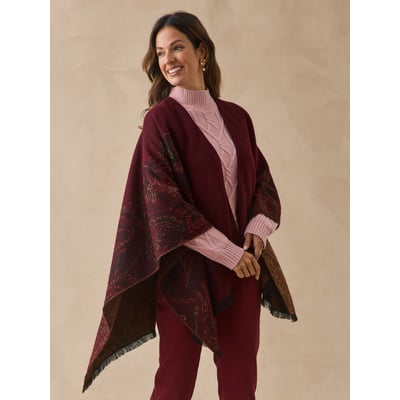 Poncho jacquard à franges DAXON