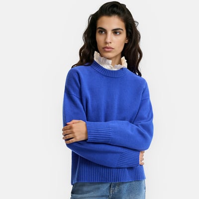 Pull col rond, en laine et cachemire, fabriqué en France LA REDOUTE COLLECTIONS