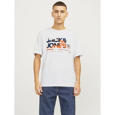 Logo Print Cotton T-Shirt with Crew Neck JACK & JONES