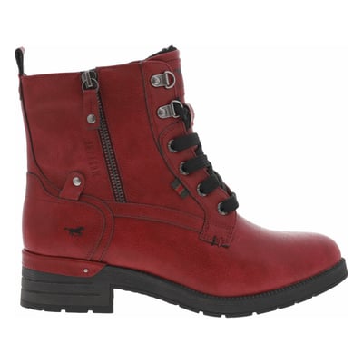 Bottines rouges à talon décroché bas avec un zip et des lacets ronds MUSTANG