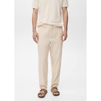 Pantalon lin fines rayures MANGO MAN