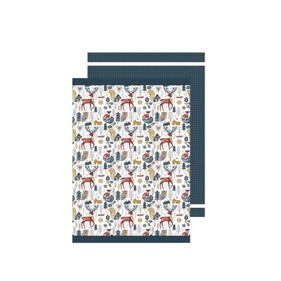 Lot de 2 torchons Animaux d hiver EDEN