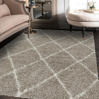 Tapis rond berbère tissé motifs ethno-chic SHAGGY A UN AMOUR DE TAPIS