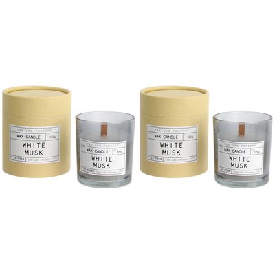 Bougie mèche en bois et boite kraft Factory (Lot de 2) Musc blanc CMP