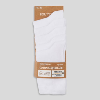 Lot de 5 paires de chaussettes unies contenant du coton BIO BOUT'CHOU
