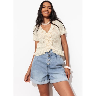 T-shirt dentelle et volants PROMOD