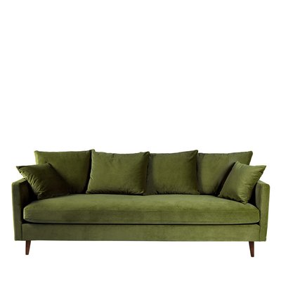 Canapé convertible 4 places en velours pieds bois foncé- VILLABON DRAWER
