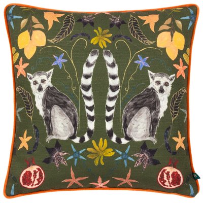 Lemurs Piped Velvet Cushion WYLDER